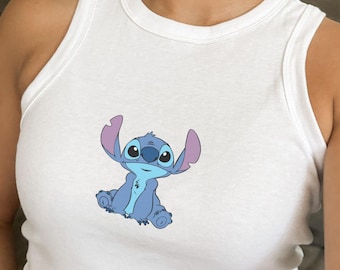 Retro Stitch Crop Tank Top, Cute Disney Tank Top, Ohana Crop Top, Lilo and Stitch Shirt, Disney Stitch and Friends Crop Top