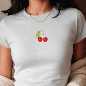 Vintage Cherry Baby Tee, Y2K Clothing, 90s Cute Baby Tee, Aesthetic Womens Tees, Trendy Summer Top, Cherry Graphic Print