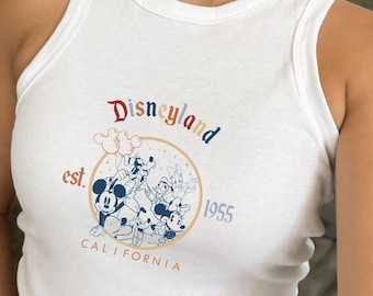 Mickey Cropped Tank Top, Disneyland 1955 Tank Top, Disneyland California Crop Tank Top, Vintage Mickey & Co, Mickey and Minnie Shirt