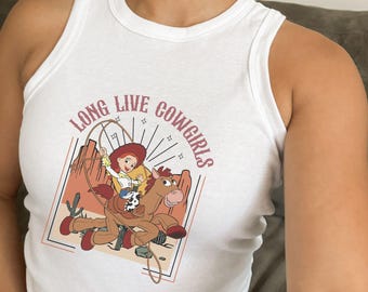 Vive les cow-girls, débardeur court, haut court Toy Story, t-shirt Disneyland rétro, débardeur vintage country cowboy, Jessie & Bullseye Western
