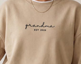 Custom Grandma Name Embroidered Sweatshirt, Est. Year Crewneck