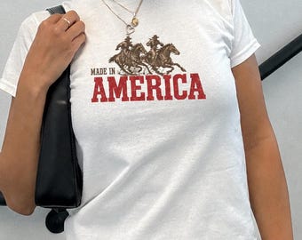 Made In America Cowboy Baby Tee: Western Rodeo Top