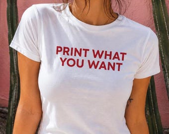 Custom Printed Baby Tee, Personalised Slogan Shirt, Choose Your Text Font and Colour, Y2K Baby Tee