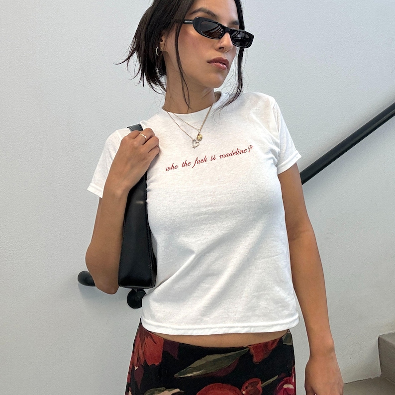 Lily Allen West End Girl Embroidered Baby Tee - Who the fuck is Madeline? image 2
