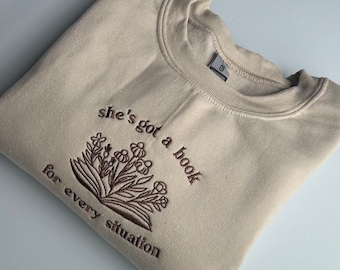 Book Lover Embroidered Sweatshirt, Reading Gifts, Minimalist Book Crewneck, Bookish Merch, Book Lover Gifts, Harry Styles Gifts for Readers