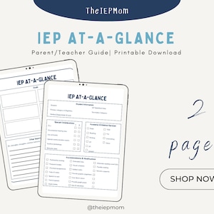 Printable  |  IEP At-a-Glance