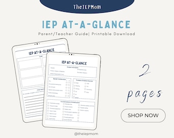 Printable  |  IEP At-a-Glance