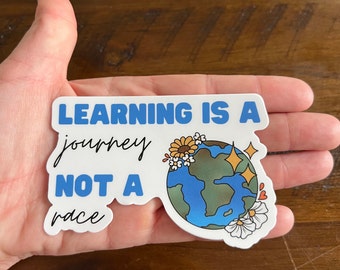 Learning is a Journey Sticker, computer sticker, water bottle sticker, durable and waterproof