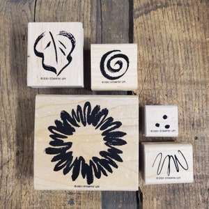 VINTAGE Stampin Up!  Stamp Set/ Wood Mounted Rubber Stamp/ Set of 5/ Doodles/ Stamp/Drawing Stamp