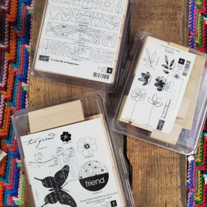NEW Stampin Up! Stamp Set/ Wood Mounted Rubber Stamp/ You Choose/ Simple Friendship/ A little bit of Happiness/ Botanical Blooms