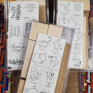 NIEUW StampinUp! Stempelset/ op hout gemonteerde rubberen stempel/ u kiest/ woordspeling plezier/ gewoon vieren/ het hele jaar door juichen II