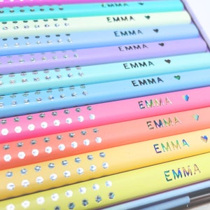 Personalized Pastel Colored Pencils, Faber-Castell Sparkle Edition, Colouring Custom Coloring Pencils, Coloring Gift Set for Glitter Girls
