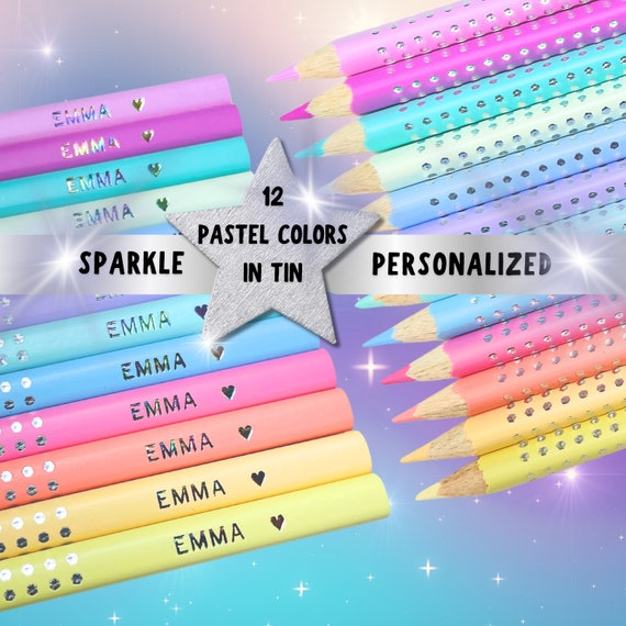 Personalized Pastel Colored Pencils, Faber-castell Sparkle Edition