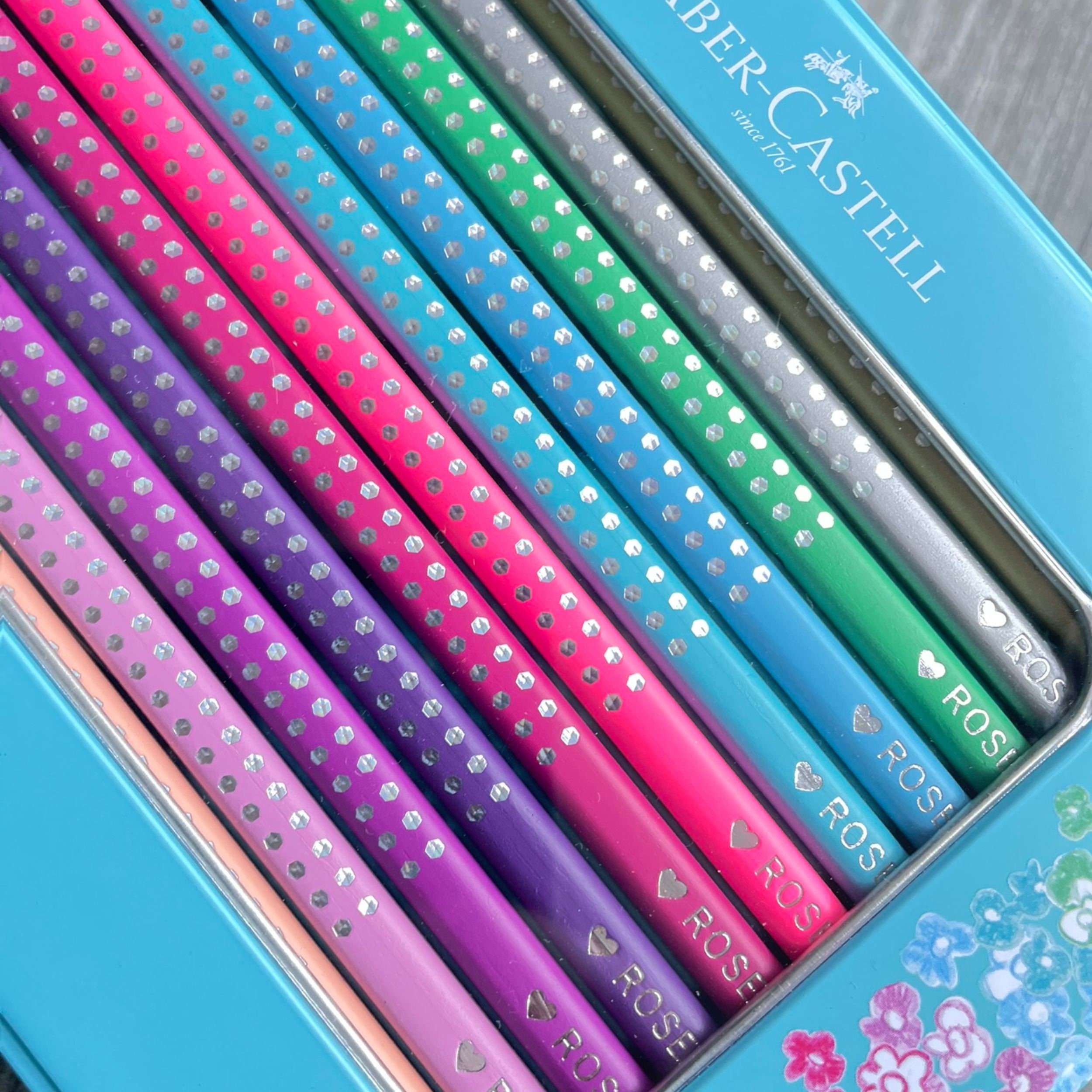 Personalized Pastel Colored Pencils, Faber-castell Sparkle Edition,  Colouring Custom Coloring Pencils, Coloring Gift Set for Glitter Girls 