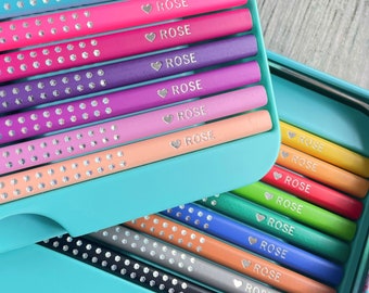 Personalized Coloring Pencils, Faber-Castell Sparkle Edition, High Quality Coloring Pencils, Coloring Gift Coloring Gift Set, Gift for Girl