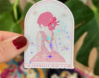 Literally Just a Girl Sticker Pink Girly Sticker Just a Girl Coquette Sticker Girly Funny Sticker Trendy Sticker Bows Sticker Gift for Her