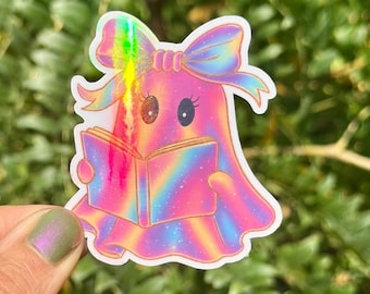 Cute Ghost Sticker Ghost Reading Sticker Kindle Sticker Book Lover Gift Coquette Sticker Ghost Book Sticker Reader Gift Book Lover Gift
