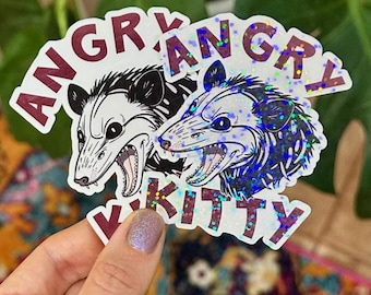 Sarcastic Possum Sticker Funny Sticker Possum Sticker Unhinged Sticker Meme Sticker Silly Possum Sticker Angry Kitty Animal Meme Sticker