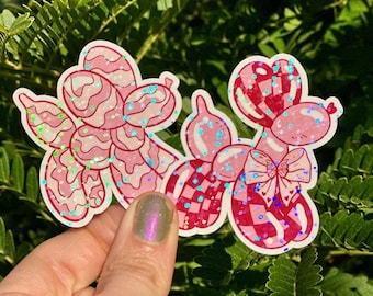 Coquette Sticker Disco Ball Sticker Balloon Dog Sticker Retro Balloon Dog Sticker Vintage Disco Ball Balloon Dog Sticker Pink Sticker
