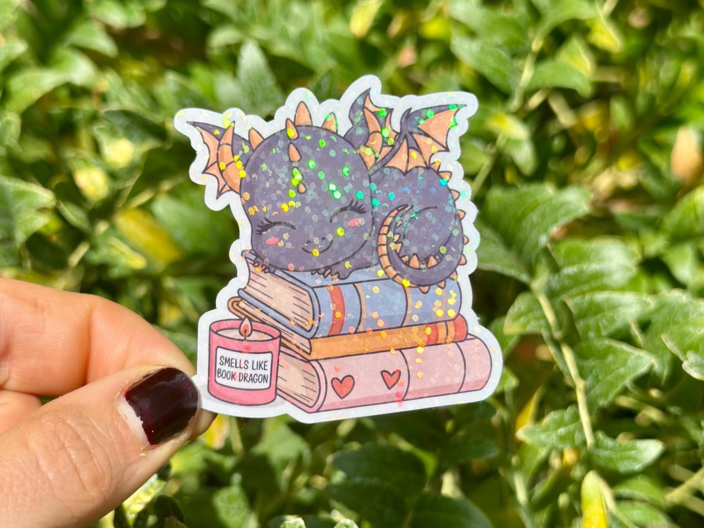 Bookdragon Sticker Cute Dragon Sticker Fantasy Sticker Dragon Reading Book Nook Sticker Reading Sticker Fantasy Dragon Sticker Dragon Gift