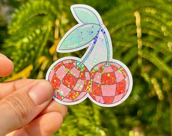 Y2K Sticker Nostalgic Sticker 90s Sticker Disco Ball Sticker Cherry Sticker Cherries 2000s Sticker 90s Nostalgia Sticker Disco Sticker