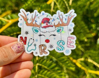 Nurse Sticker Christmas Sticker Christmas Nurse Sticker Reinder Nurse Sticker Nurse Gift Idea Gift for Nurse Reinder Sticker Cute Christmas