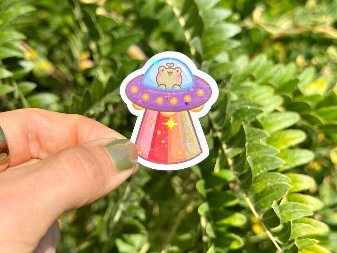 Cute Frog Sticker UFO Sticker Frog Alien Sticker Funny Frog Sticker UFO ...