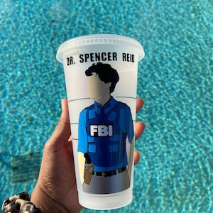 Spencer Reid Starbucks Cold Cup | Criminal Minds | Dr. Spencer Reid | Matthew Gray Gubler | 24 oz Reusable Tumbler | TV Show True Crime Gift