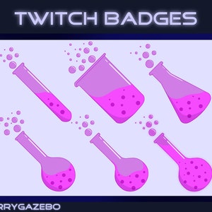 Pink Neon Test Tube Lab Science Sub/Bit Badges - Twitch