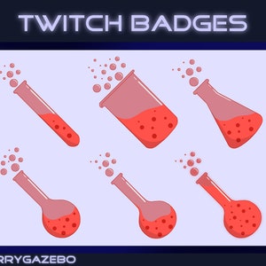 Red Neon Test Tube Lab Science Sub/Bit Badges - Twitch