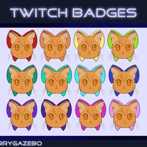 Ginger Kitty Cat Bow Sub/Bit Badges - Twitch