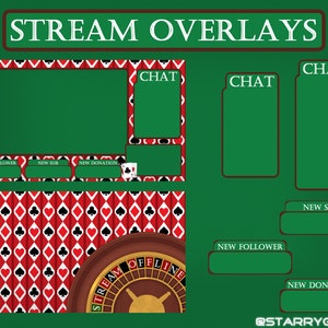 Animated Casino Theme Roulette Cards Twitch Overlay Scenes Stream Starting Stream Ending Stream Offline Be Right Back
