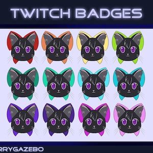 Black Kitty Cat Bow Ver.2 Sub/Bit Badges - Twitch