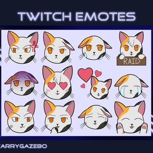 12 Cute Kawaii Calico Kitty Cat Emotes - Twitch YouTube Discord