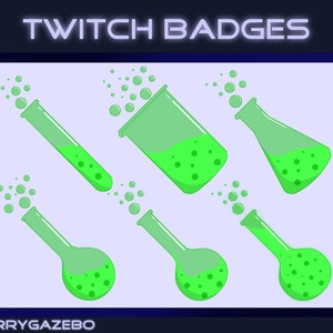 Green Neon Test Tube Lab Science Sub/Bit Badges - Twitch