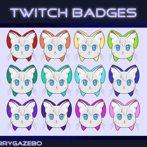 White Kitty Cat Bow Sub/Bit Badges - Twitch