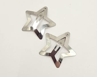 Silver Star Snap Hair Clips | Y2K Grunge Accessories
