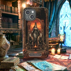 Étui pour téléphone carte de tarot The Chariot, étui pour smartphone Arcanes majeurs, protection pour téléphone portable résistante, mate ou brillante, protection pour téléphone portable à imprimé mystique