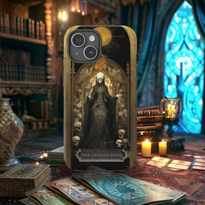 Étui pour téléphone carte de tarot femme pape, étui pour smartphone Arcanes majeurs, protection pour téléphone portable résistante, mate ou brillante, protection pour téléphone portable à imprimé mystique