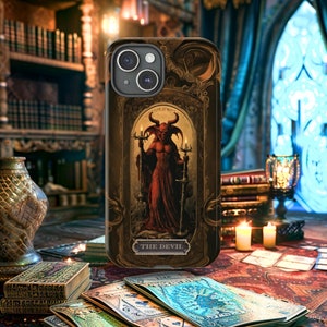 Étui pour téléphone carte de tarot The Devil, étui pour smartphone Arcanes majeurs, protection pour téléphone portable résistante, mate ou brillante, protection pour téléphone portable à imprimé mystique