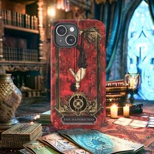 Étui pour téléphone avec carte de tarot, étui pour smartphone Le pendu, protection pour téléphone portable gothique résistante, mate ou brillante, protection pour téléphone portable des arcanes majeurs