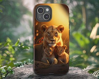 Lioness and Cubs Phone Case: Tough Mobile Protection