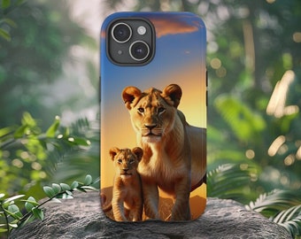 Lioness and Cub Phone Case: Tough, Wild Animal Print Mobile Protection