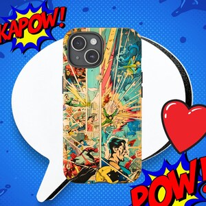 レトロコミックブックの電話ケース、クラシックなグラフィックアートのスマートフォンカバー、丈夫なマットまたは光沢のあるモバイル保護、ヴィンテージスタイルの携帯電話ガード