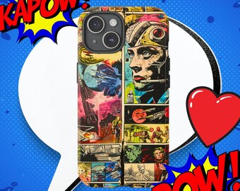 Telefoonhoesje stripboek jaren 70: retro grafische kunst, stevige bescherming