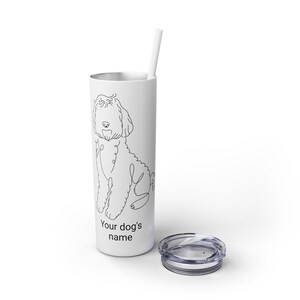 Personalized Doodle Skinny Tumbler, 20oz with Straw - Custom Pet Portrait Cup, Dog Lover Gift, Travel Mug, Insulated Gift for Him/Her,