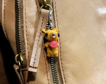 Handmade Polymer Clay Mini Capybara with Ice Cream Charm / Keychain