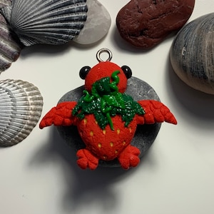 Strawberry Turtle Handmade Polymer Clay Charm/Keychain