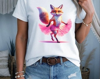 Fox in Tutu Shirt: Funny Animal Ballerina Tee