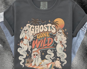 Ghosts Gone Wild Shirt, Retro Halloween Ghost Tee, Spooky Beach Party Graphic, Vintage Sexy